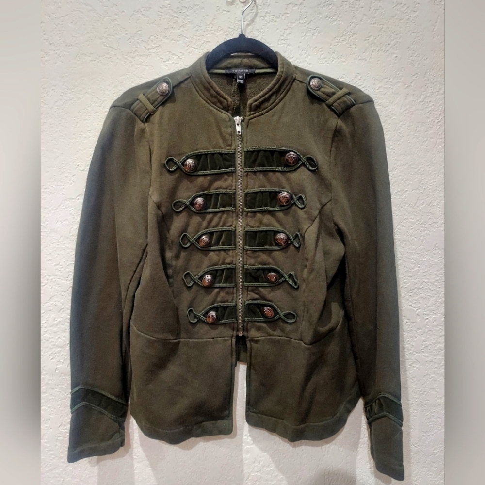 Torrid Embellished Zip Front Military Jacket Size 00